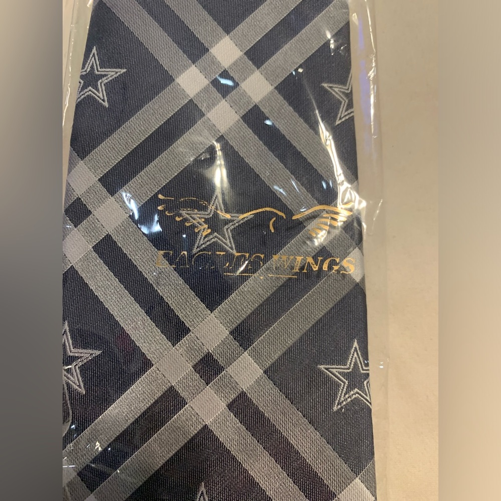 NWT Classic Silver Navy Plaid NFL Dallas Cowboys Tie Rhodes